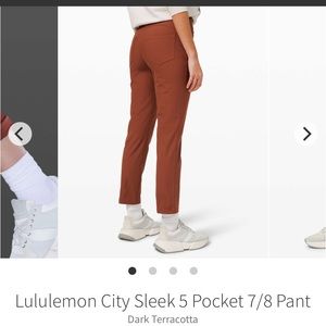 Lululemon City Sleek Pant 7/8 Size 8 Dark Terracotta EUC